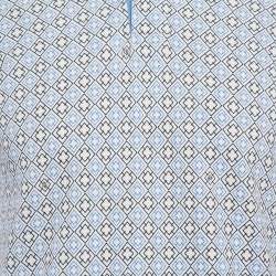 CH Carolina Herrera White/Blue Printed Cotton Polo T-Shirt S