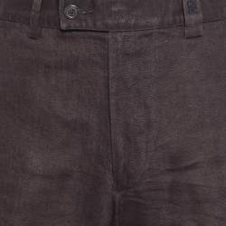CH Carolina Herrera Brown Linen Regular Fit Trousers L