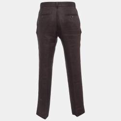 CH Carolina Herrera Brown Linen Regular Fit Trousers L