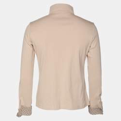 CH Carolina Herrera Beige Pique Cotton Long Sleeve T-Shirt M