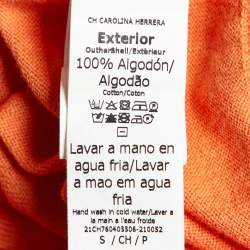 CH Carolina Herrera Orange Cotton Knit V-Neck Sweater S