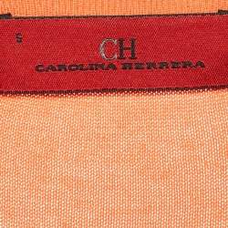 CH Carolina Herrera Orange Cotton Knit V-Neck Sweater S