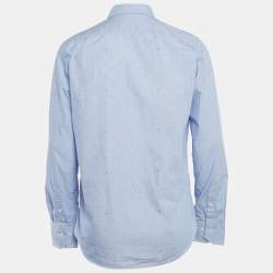 CH Carolina Herrera Blue Printed Chambray Button Front Shirt L
