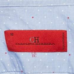 CH Carolina Herrera Blue Printed Chambray Button Front Shirt L