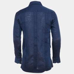 CH Carolina Herrera Blue Cotton Pleated Shirt S