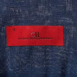 CH Carolina Herrera Blue Cotton Pleated Shirt S