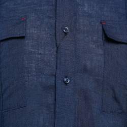 CH Carolina Herrera Blue Cotton Pleated Shirt S