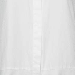 CH Carolina Herrera White Logo Jacquard Cotton Button Front Blouse XS