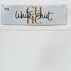 CH Carolina Herrera White Logo Jacquard Cotton Button Front Blouse XS