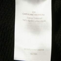 CH Carolina Herrera Black Combed Cotton Zip-Up Cardigan M
