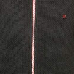 CH Carolina Herrera Black Combed Cotton Zip-Up Cardigan M