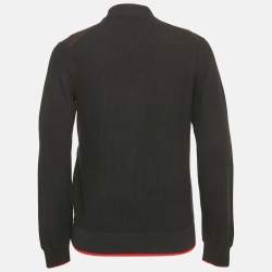 CH Carolina Herrera Black Combed Cotton Zip-Up Cardigan M