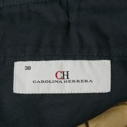 مملوكة مسبقًا CH Carolina Herrera Beige Cotton Logo Stripe Waist Detail Pants XXL