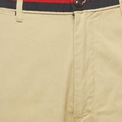 مملوكة مسبقًا CH Carolina Herrera Beige Cotton Logo Stripe Waist Detail Pants XXL