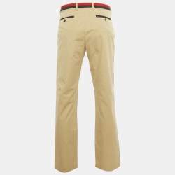 مملوكة مسبقًا CH Carolina Herrera Beige Cotton Logo Stripe Waist Detail Pants XXL