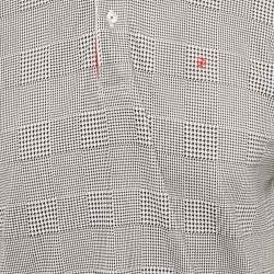 مملوكة مسبقًا CH Carolina Herrera Black houndstooth Pattern Cotton Pique Polo T-Shirt L