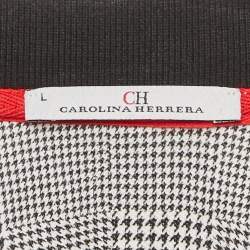 مملوكة مسبقًا CH Carolina Herrera Black houndstooth Pattern Cotton Pique Polo T-Shirt L
