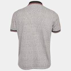 مملوكة مسبقًا CH Carolina Herrera Black houndstooth Pattern Cotton Pique Polo T-Shirt L