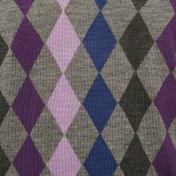 Pre Owned CH Carolina Herrera Grey Argyle Wool V-Neck Sweater M