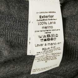 Pre Owned CH Carolina Herrera Grey Argyle Wool V-Neck Sweater M