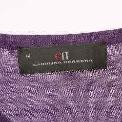 Pre Owned بلوفر سي أتسش كارولينا هيريرا صوف بنفسجي بياقة V مقاس متوسط - ميديوم