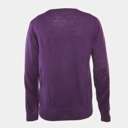 Pre Owned بلوفر سي أتسش كارولينا هيريرا صوف بنفسجي بياقة V مقاس متوسط - ميديوم