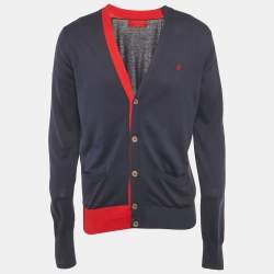 Pre Owned CH Carolina Herrera Blue Cotton Knit Cardigan M