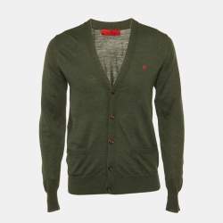 Pre Owned CH Carolina Herrera Grey Wool Knit Cardigan S