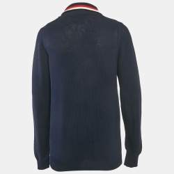 Pre Owned CH Carolina Herrera Navy Blue Cotton Knit Pullover M