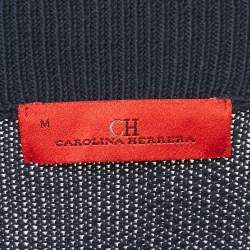 Pre Owned CH Carolina Herrera Navy Blue Cotton Knit Pullover M
