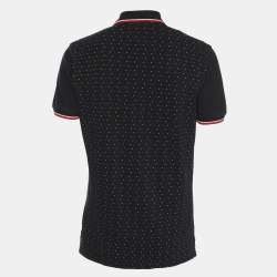 Pre Owned CH Carolina Herrera Navy Blue Dotted Print Jersey Polo T-Shirt M
