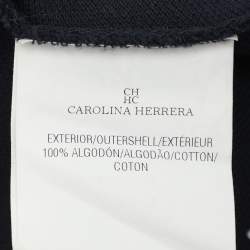Pre Owned CH Carolina Herrera Navy Blue Dotted Print Jersey Polo T-Shirt M