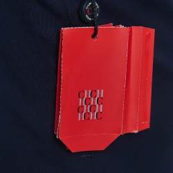 Pre Owned CH Carolina Herrera Navy Blue Gabardine Regular Fit Pants S