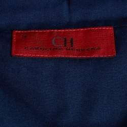 Pre Owned CH Carolina Herrera Navy Blue Gabardine Regular Fit Pants S