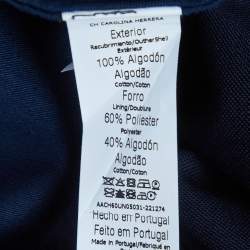 Pre Owned CH Carolina Herrera Navy Blue Gabardine Regular Fit Pants S