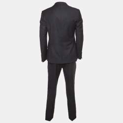 Pre Owned CH Carolina Herrera Navy Blue Gabardine Regular Fit Suit S/M