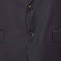 Pre Owned CH Carolina Herrera Navy Blue Gabardine Regular Fit Suit S/M