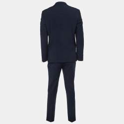 Pre Owned CH Carolina Herrera Navy Blue Gabardine Regular Fit Suit M