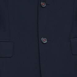Pre Owned CH Carolina Herrera Navy Blue Gabardine Regular Fit Suit M