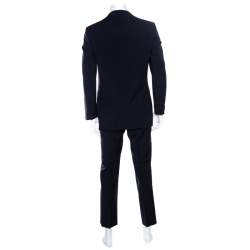 CH Carolina Herrera Navy Blue Wool Contrast Lined Tailored Suit M
