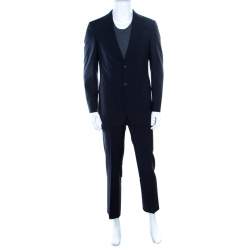 CH Carolina Herrera Navy Blue Wool Contrast Lined Tailored Suit M