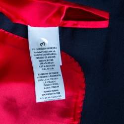 CH Carolina Herrera Navy Blue Wool Contrast Lined Tailored Suit M