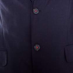 CH Carolina Herrera Navy Blue Wool Contrast Lined Tailored Suit M