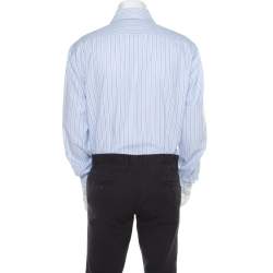 Pre Owned CH Carolina Herrera Blue and White Striped Cotton Long Sleeve Button Front Shirt 3XL