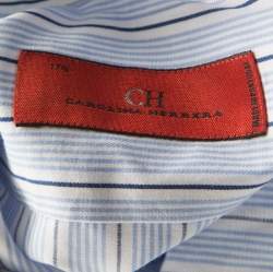 Pre Owned CH Carolina Herrera Blue and White Striped Cotton Long Sleeve Button Front Shirt 3XL