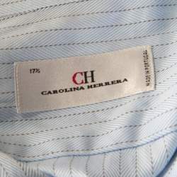 Pre Owned CH Carolina Herrera Blue Striped Cotton Jacquard Long Sleeve Button Front Shirt 3XL