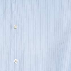 Pre Owned CH Carolina Herrera Blue Striped Cotton Jacquard Long Sleeve Button Front Shirt 3XL