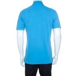 Pre Owned CH Carolina Herrera Blue Pique Cotton Polo T Shirt M