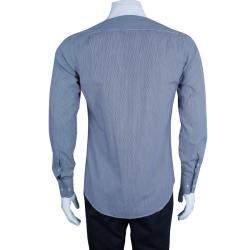 Pre Owned CH Carolina Herrera Men's Blue and White Striped Shirt S