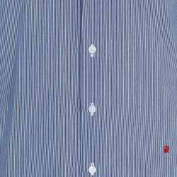 Pre Owned CH Carolina Herrera Men's Blue and White Striped Shirt S